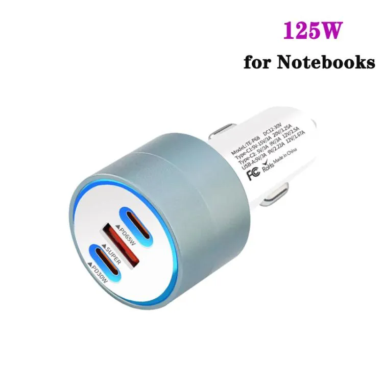 TE-P68 125W PD Car Charger with Dual USB-C (65W) + USB Port