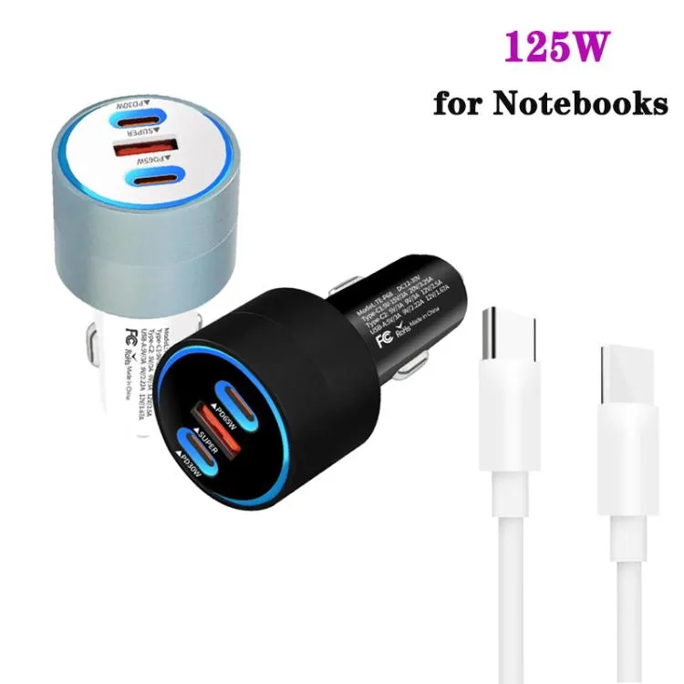 TE-P68 125W PD Car Charger with Dual USB-C (65W) + USB Port