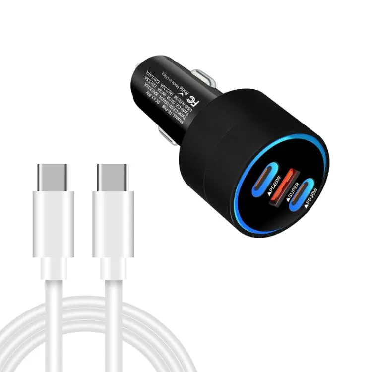 TE-P68 125W PD Car Charger with Dual USB-C (65W) + USB Port