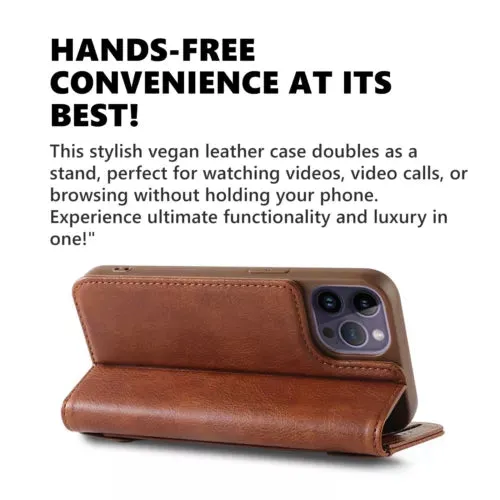 iPhone 16 Series Vegan Leather Wallet Flip Case with Card Holder