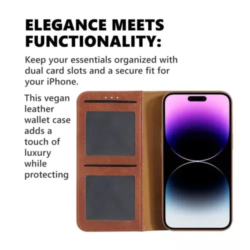 iPhone 16 Series Vegan Leather Wallet Flip Case with Card Holder