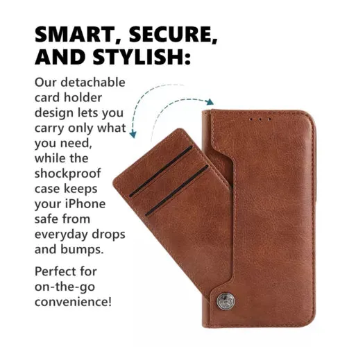 iPhone 16 Series Vegan Leather Wallet Flip Case with Card Holder