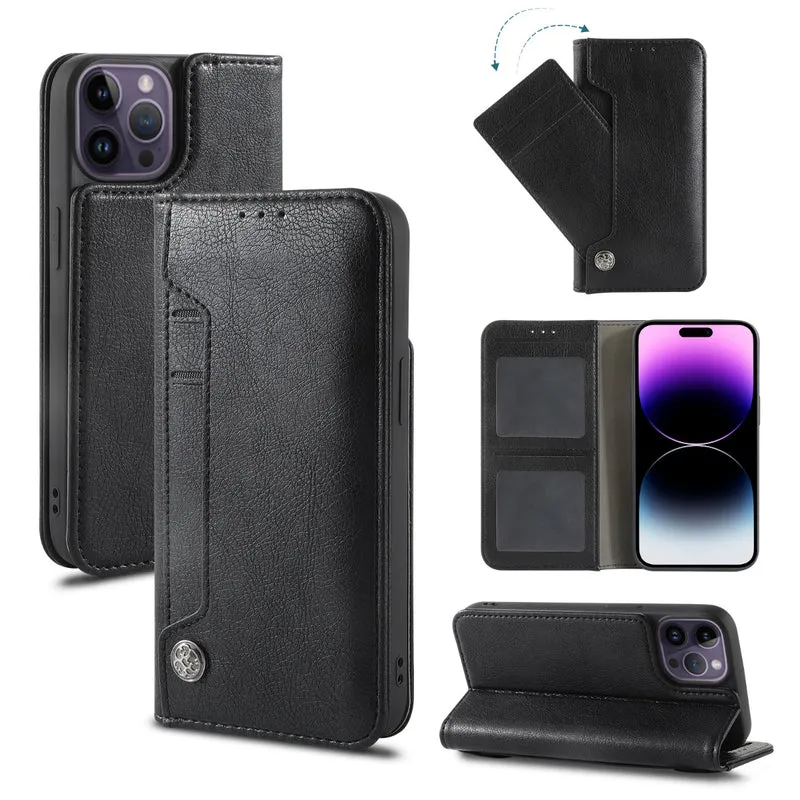 iPhone 16 Series Vegan Leather Wallet Flip Case with Card Holder