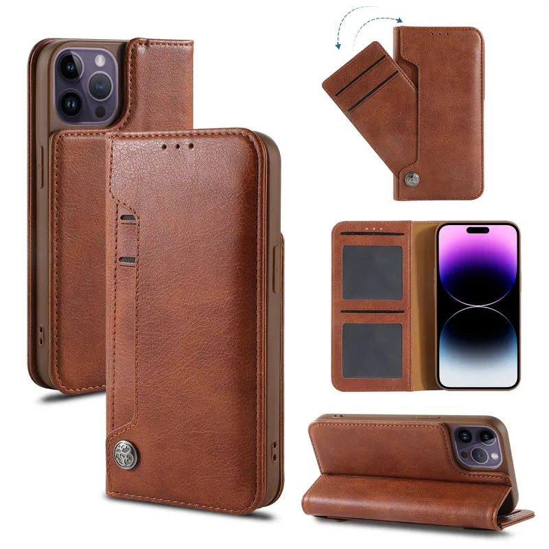 iPhone 16 Series Vegan Leather Wallet Flip Case with Card Holder