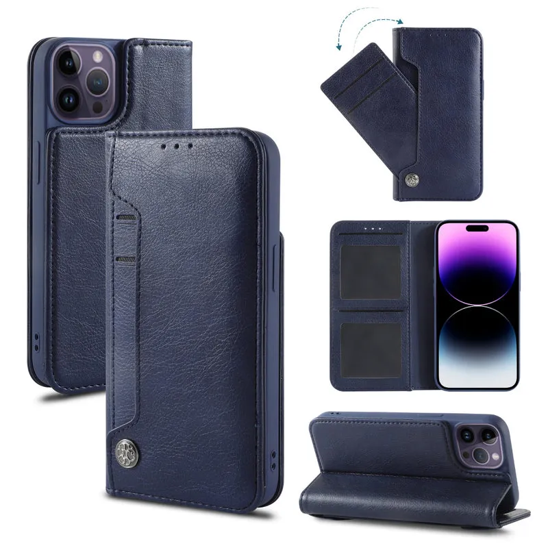 iPhone 16 Series Vegan Leather Wallet Flip Case with Card Holder