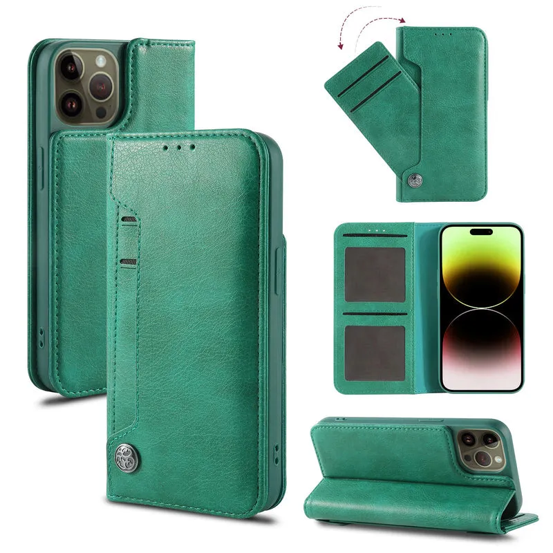 iPhone 16 Series Vegan Leather Wallet Flip Case with Card Holder