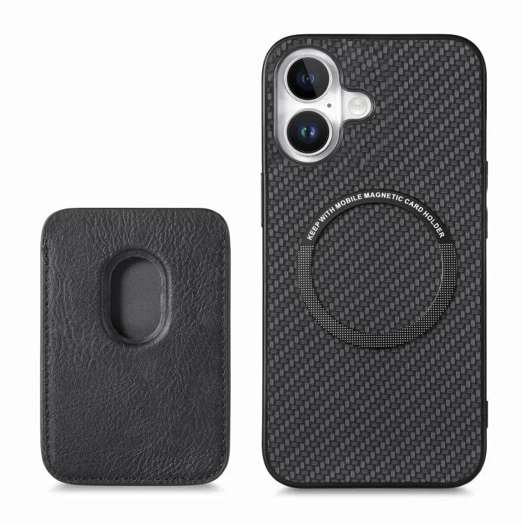 iPhone 17 Carbon Fibre Leather MagSafe Wallet Case