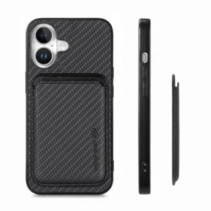 iPhone 17 Carbon Fibre Leather MagSafe Wallet Case