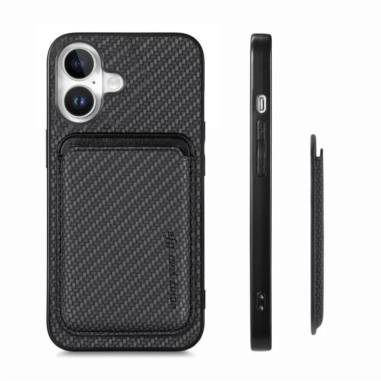 iPhone 17 Carbon Fibre Leather MagSafe Wallet Case