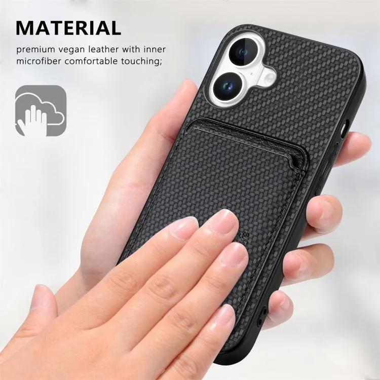 iPhone 17 Carbon Fibre Leather MagSafe Wallet Case