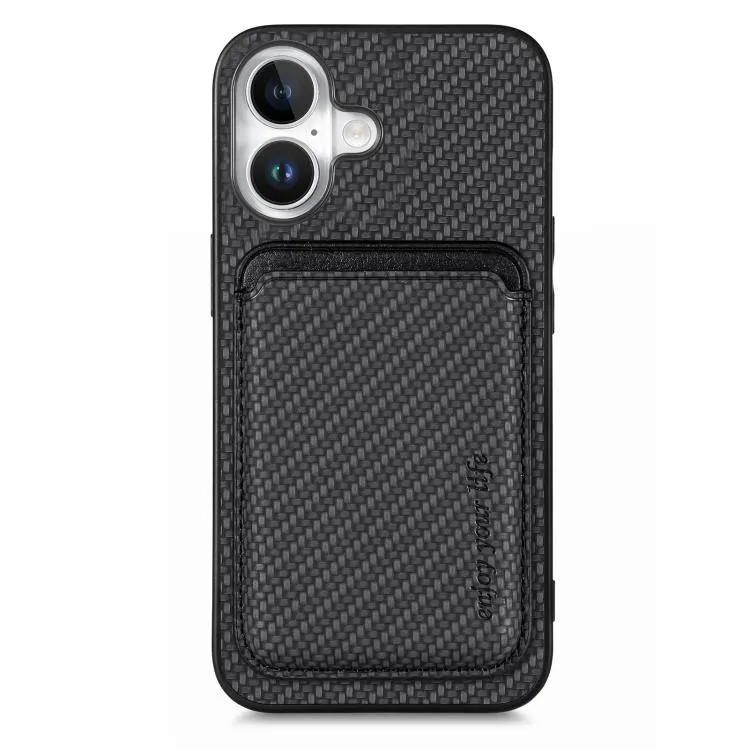 iPhone 17 Carbon Fibre Leather MagSafe Wallet Case